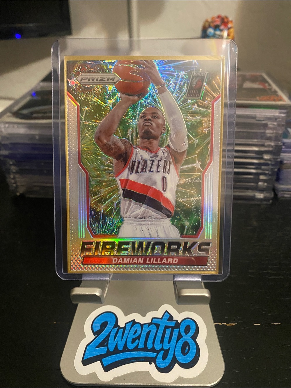2014-15 Panini Prizm Fireworks Silver Prizm #3 Damian Lillard